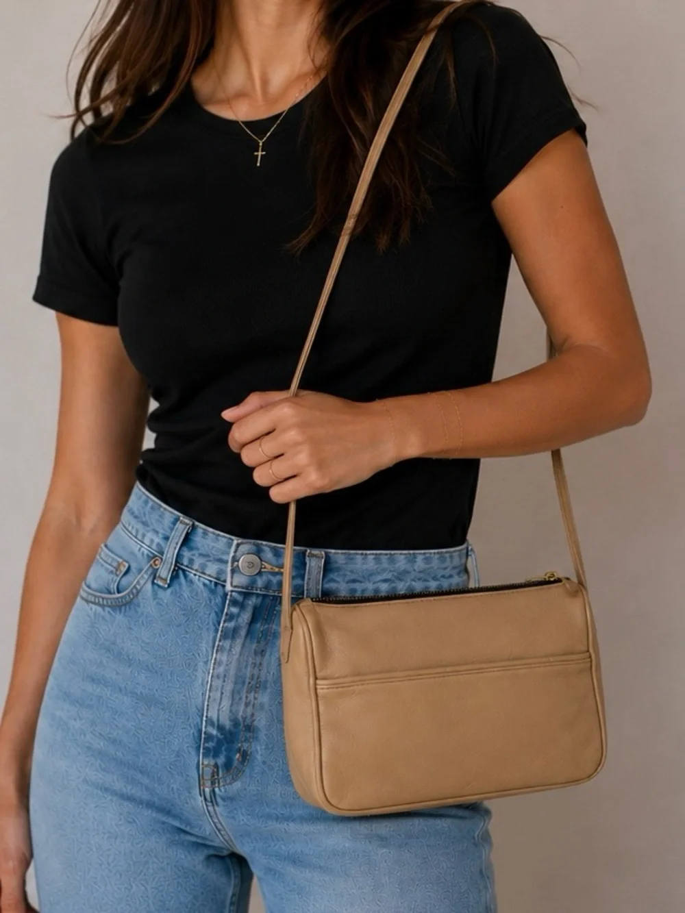 Coach Vintage Taupe Slim Zip Bag